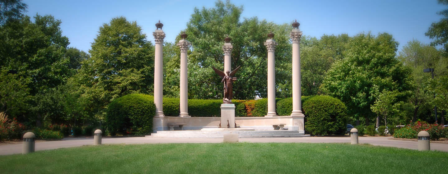 Monument in park in Muncie, Indiana
