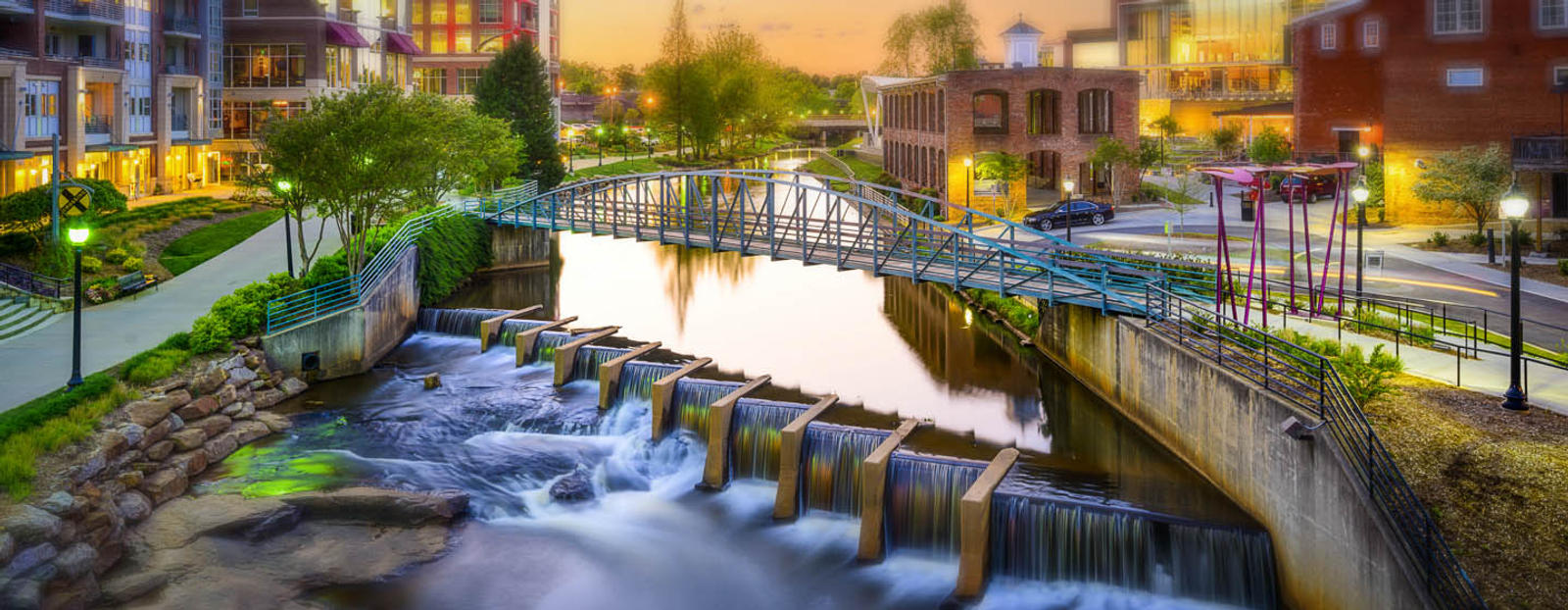 Bridge next to dam in Greenville, South Carolina