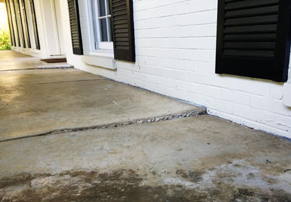 concrete patio with large crack
