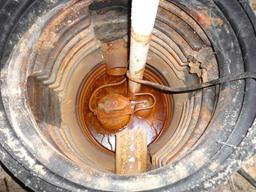 Rusty faulty sump pump - close up