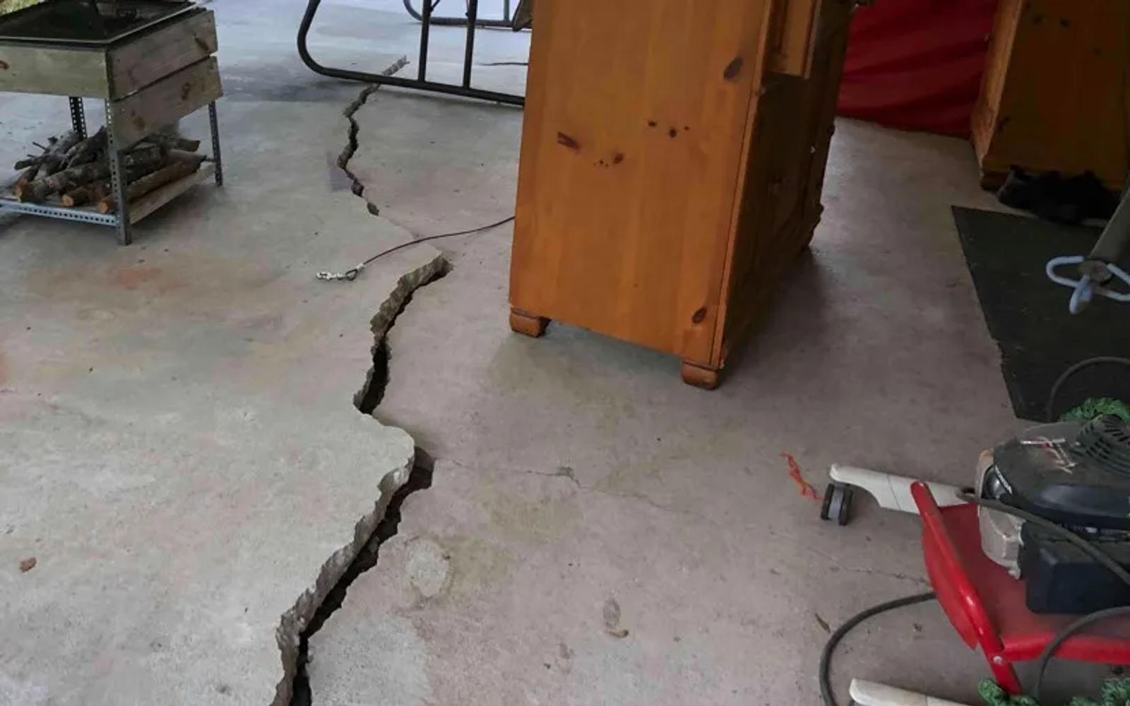 Extreme cracked slab floor in basement