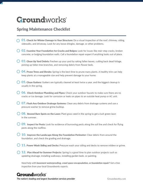 Spring Maintenance Checklist printable