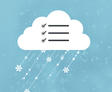 Checklist inside snowing cloud icon.