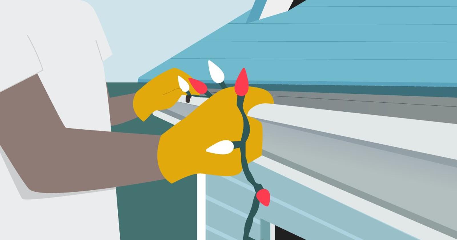 Hanging holiday lights