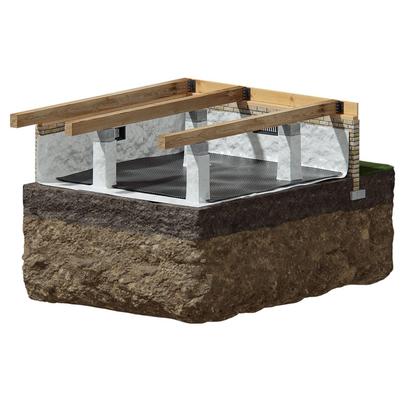 Crawl space repair drainage matting solution diagram