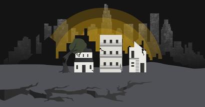 Earthquake-causing cracking foundation illustration.