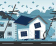 High winds damaging homes illustration.