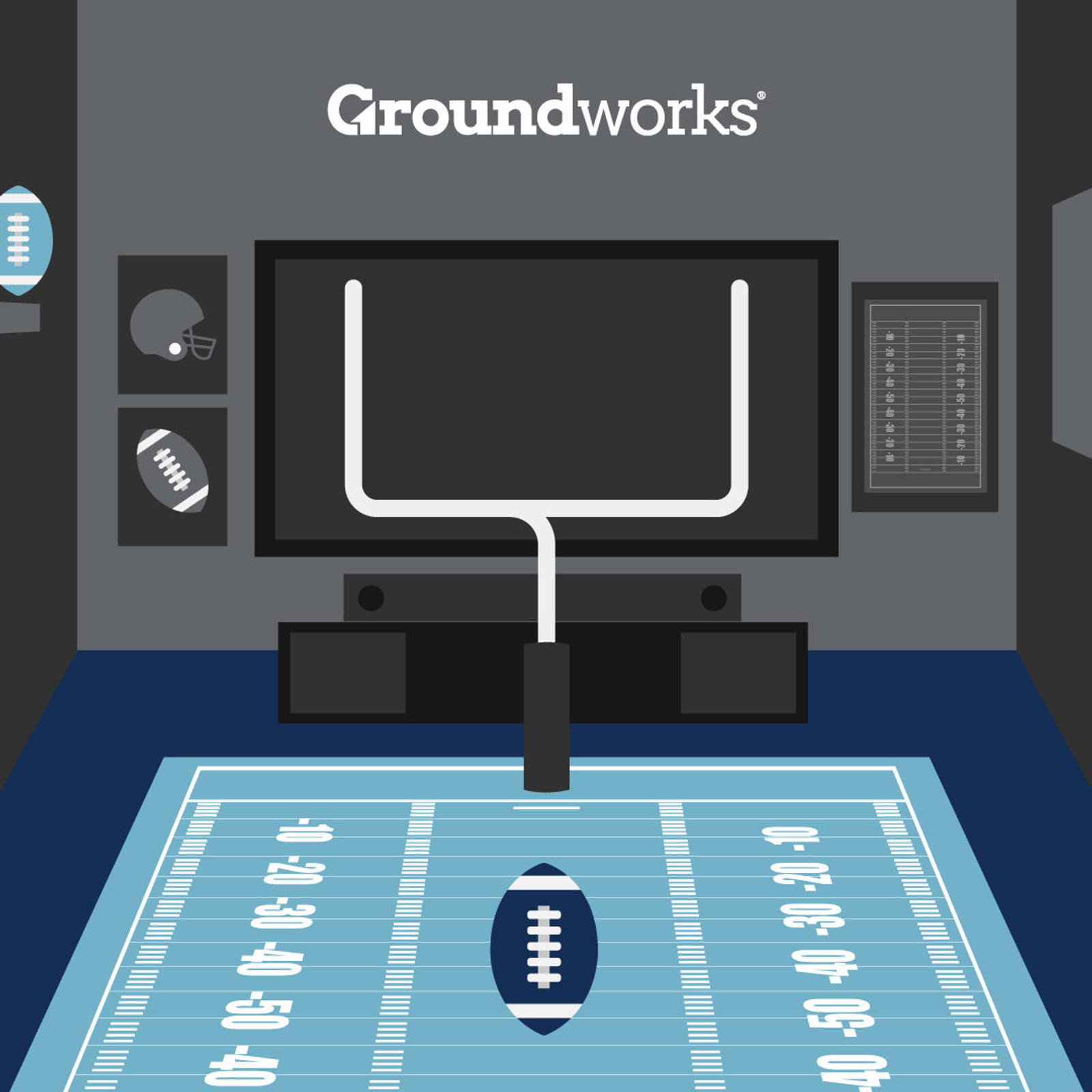 NFL team themed basements illustration.