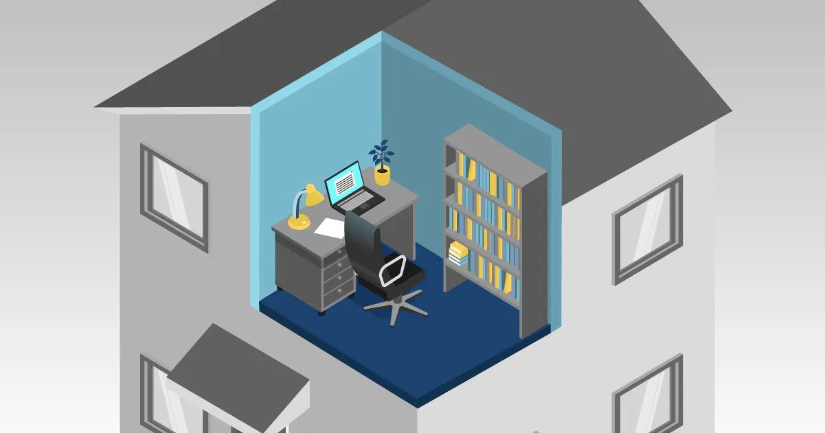 Work space in home office illustration.