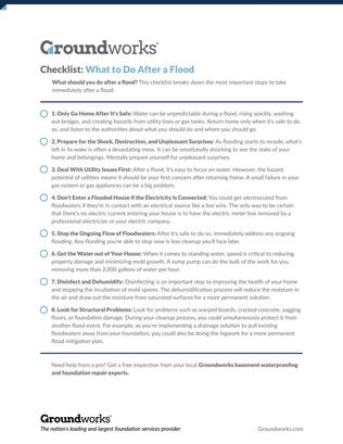 Groundwork What to Do After a Flood Checklist 1-8