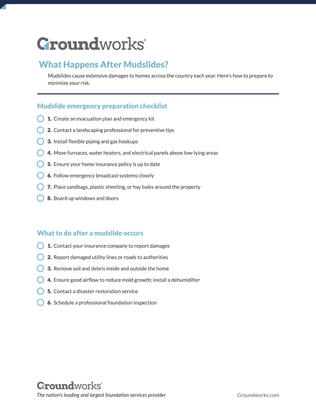What Happens after a mudslide checklist