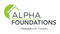 Logo with a green house outline and text: "Alpha Foundations, A Groundworks Company.