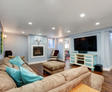 Finished basement with recess lighting