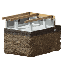 Encapsulated crawlspace 3D illustration.