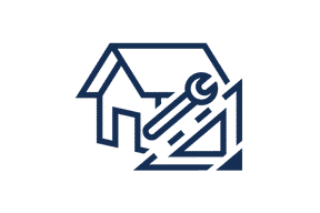 Home with tools icon.