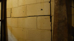 Horizontal crack in bowing basement wall