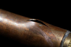 A burst copper pipe.