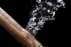 Leaking burst copper pipe.