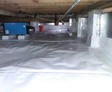 Encapsulated crawlspace with dehumidifier.