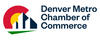 Logo of Denver Metro Chamber of Commerce with stylized buildings and a colorful design.