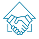 Handshaking in front of a home icon.
