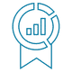 A badge icon in blue.