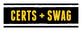 Certs + Swag" written in yellow text on a black background with white borders.