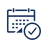 Icon of a calendar with a check mark, indicating a scheduled or completed event.