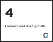 Number 4, "Embrace and drive growth," with a logo in the bottom right corner.