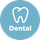 A white tooth icon above the word "Dental" on a blue circular background.