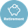 Icon of a piggy bank with a coin on its back, labeled "Retirement," on a blue circular background.