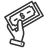 Illustration of a hand holding a dollar bill, outlined in black on a transparent background.