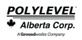 Logo of PolyLevel Alberta Corp with a maple leaf and "A Groundworks Company" text beneath.