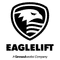 Black and white logo of Eaglelift featuring a stylized eagle head and shield. A Groundworks Company.