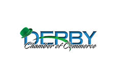 Logo of Derby Chamber of Commerce with a green hat on the letter 'D.'