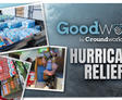 Collage of hurricane relief efforts with supplies being loaded and "Goodworks by Groundworks" logo.