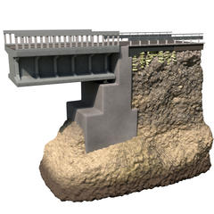 Illustration of a bridge on a rocky cliff, highlighting structural stability with visible support beams and railings.