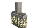 Concrete and steel column cross-section with structural details and yellow flower-like elements, ensuring structural stability for new foundations.