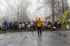 runners at the starting line of the Chatham turkey trot