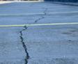 Parking lot with large crack