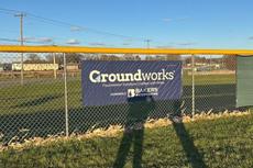 Groundworks banner featured at a ball field as part of our Selinsgrove Little League sponsorship