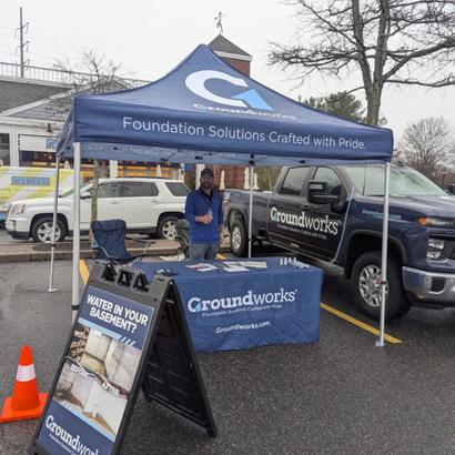 Groundworks branded booth at outdoor event