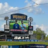 Groundworks Omaha Sales Manager Zak Kephart at an Omaha Storm Chasers game