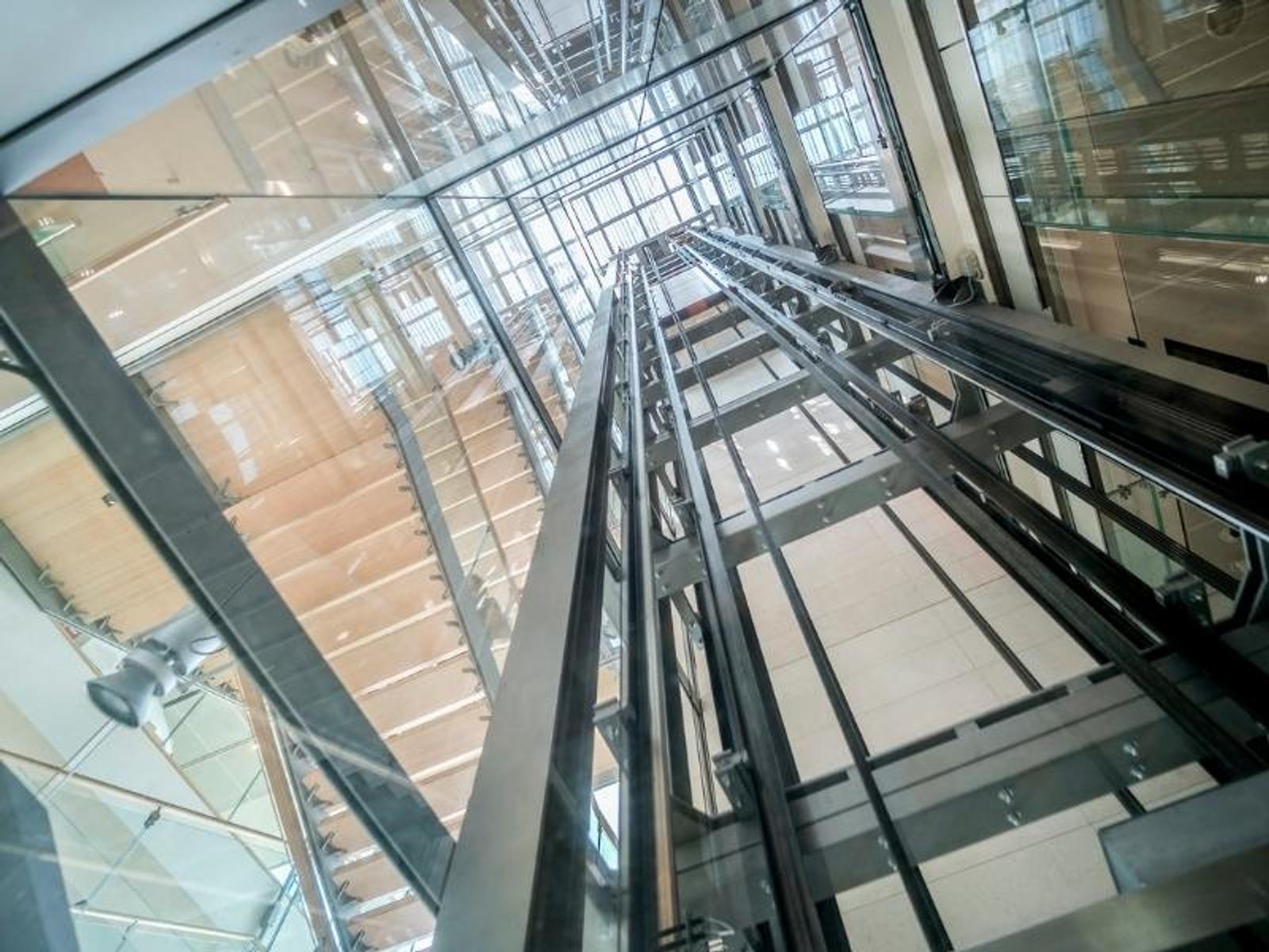 image of elevator pit with view pointed upwards