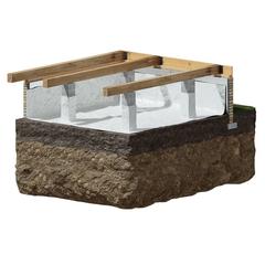 Cutaway illustration of a house foundation, highlighting pier and beam vs crawl space foundation with wooden beams.