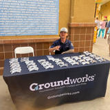 Groundworks employee at sponsorship booth at Inland 66ers 2025 season booth