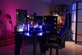 video gaming equipment set up in basement
