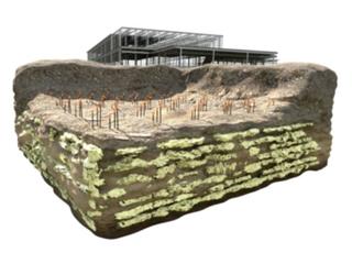 3d generated image of polyurethane injected underground for Grout Curtain Barrier article