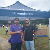Two Groundworks crew members at sponsorship event
