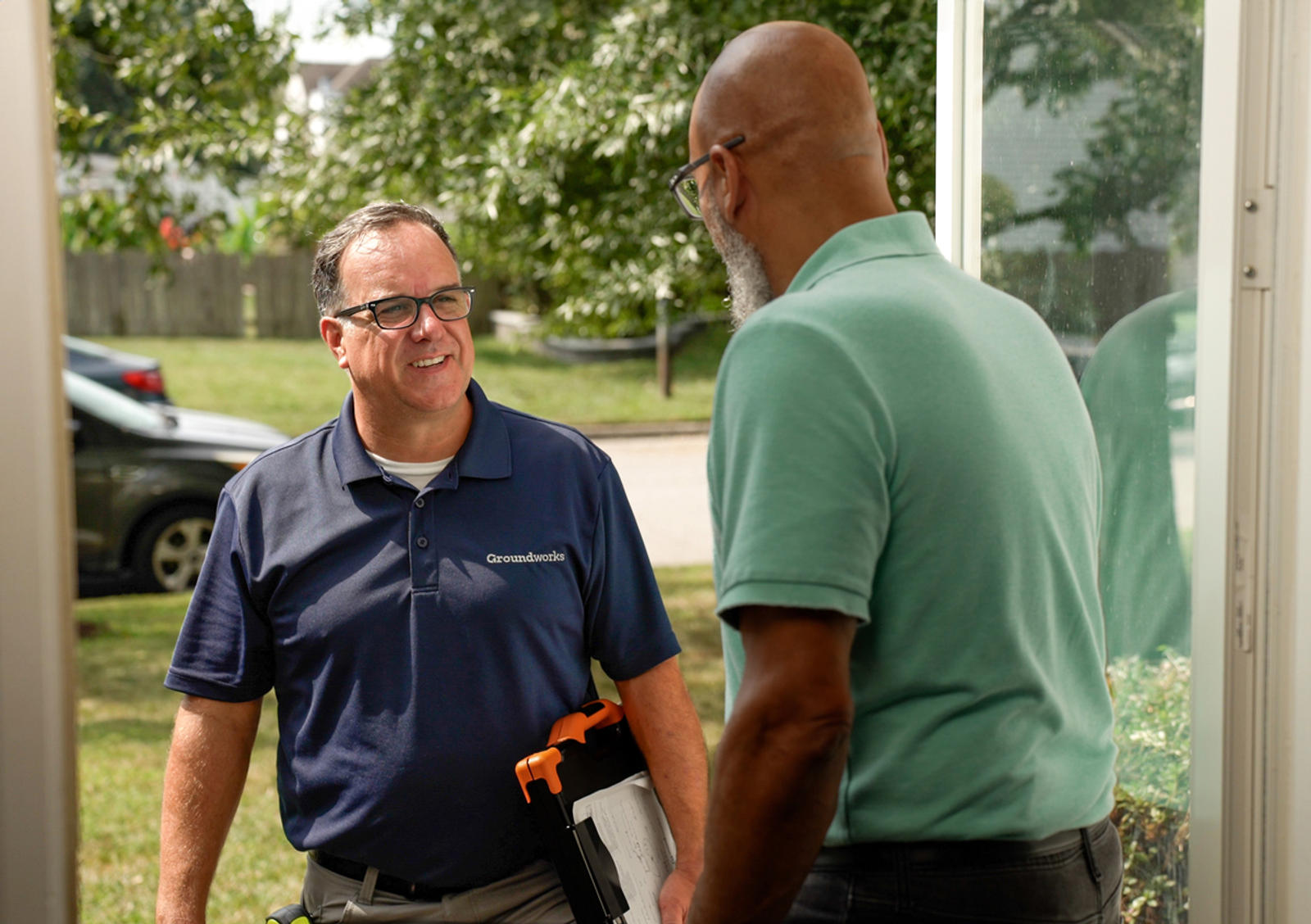 Groundworks CFI welcomed at door by customer